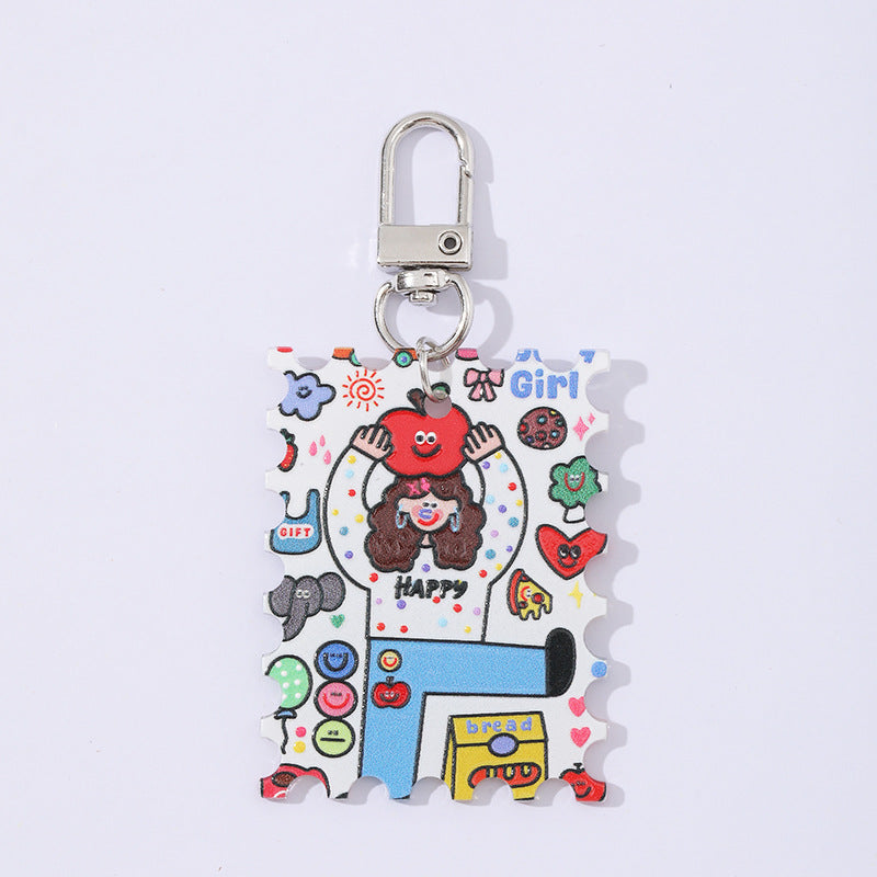 Wholesale 10pcs/ pack acrylic printed hanging pendant DIY mobile phone chain keychain